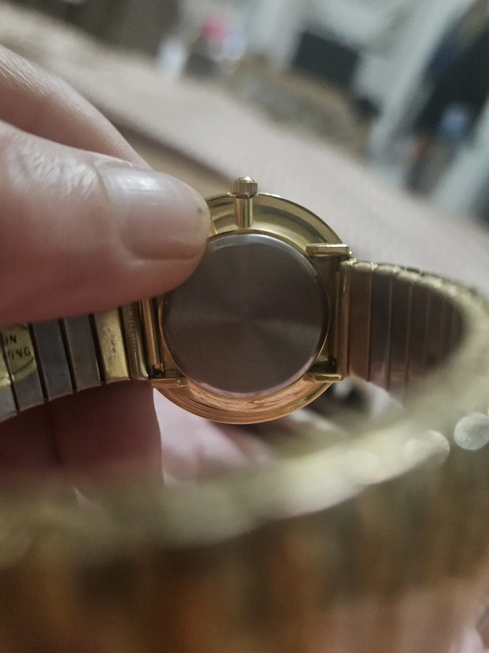 Vintage Pierre Nicol Gold Tone Quartz Stretch Bracelet Watch | Rhinestone Bezel